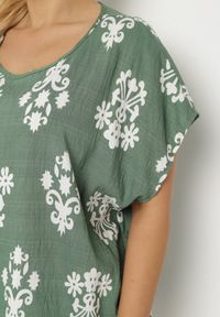 Born2be - Zielona Bluzka z Wiskozy we Wzór w Stylu Boho Lunaseia. Okazja: na co dzień. Kolor: zielony. Materiał: wiskoza. Styl: boho #7