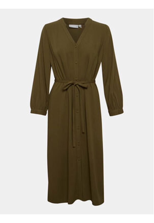 Fransa Sukienka koszulowa 20613327 Zielony Regular Fit. Kolor: zielony. Materiał: wiskoza. Typ sukienki: koszulowe