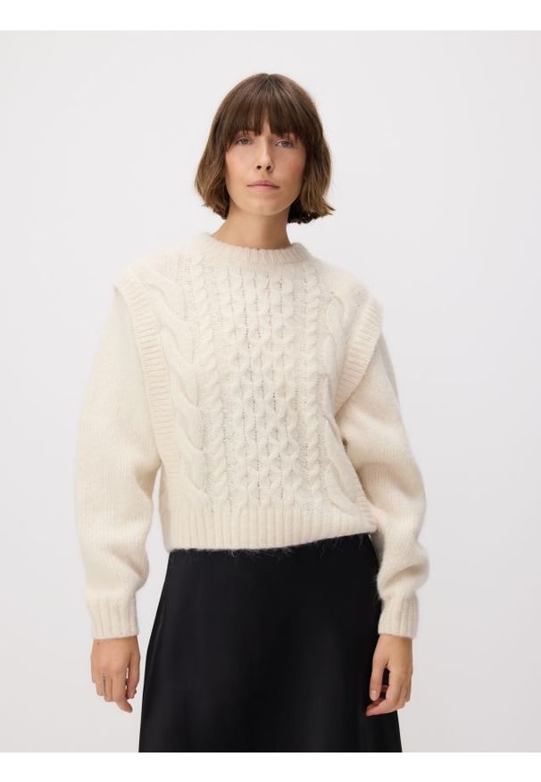 Reserved - Sweter z wełną - złamana biel. Materiał: wełna