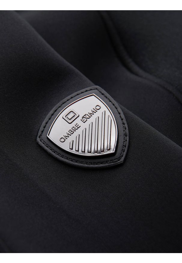 Ombre Clothing - Męska kurtka bomberka z pikowanym wzorem – czarna V1 OM-JALP-0141 - XXL. Typ kołnierza: kołnierzyk stójkowy. Kolor: czarny. Materiał: poliester, materiał, syntetyk. Wzór: aplikacja, nadruk. Styl: sportowy, elegancki