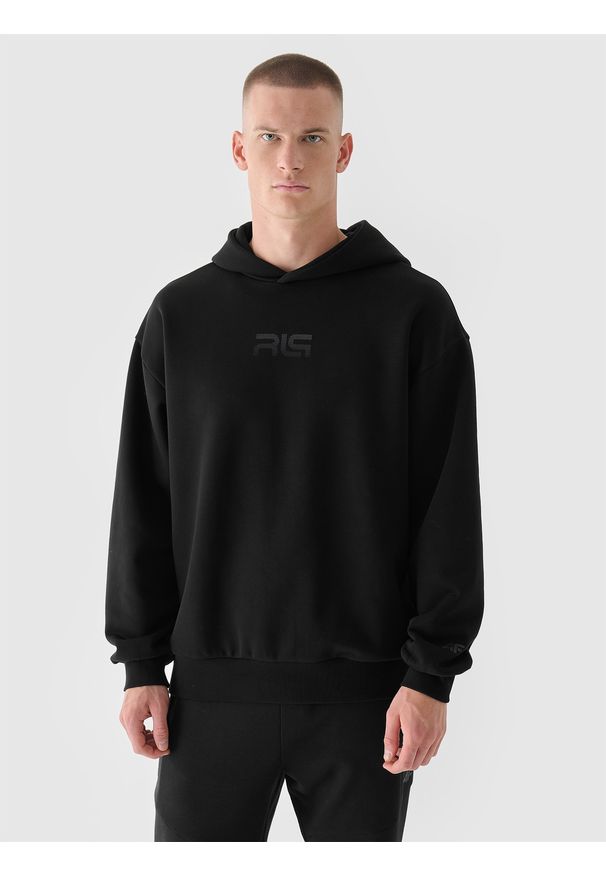 4f - 4F Bluza dresowa oversize z kapturem męska 4F x Robert Lewandowski - czarna XXL. Typ kołnierza: kaptur. Kolor: czarny. Materiał: dresówka. Wzór: gładki, nadruk, ze splotem. Styl: klasyczny
