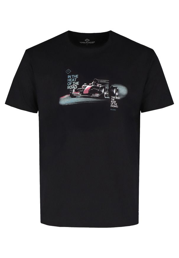 Volcano - Bawełniany t-shirt, Comfort Fit, T-FAST. Okazja: na co dzień. Materiał: bawełna. Długość: krótkie. Wzór: nadruk. Styl: casual