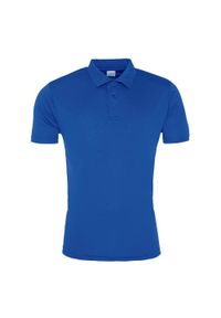 JUST COOL - Męska Gładka Koszulka Polo. Typ kołnierza: polo. Kolor: niebieski. Wzór: gładki #1