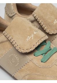 Big-Star - Sneakersy damskie ze skóry naturalnej beżowe TT274686 801. Okazja: na co dzień. Kolor: beżowy. Materiał: skóra. Szerokość cholewki: normalna. Wzór: gładki #4