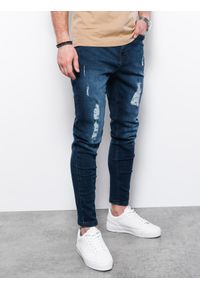 Ombre Clothing - Spodnie męskie jeansowe SLIM FIT - niebieskie V1 - Rozmiar: M. Okazja: na co dzień. Kolor: niebieski. Materiał: jeans. Styl: casual