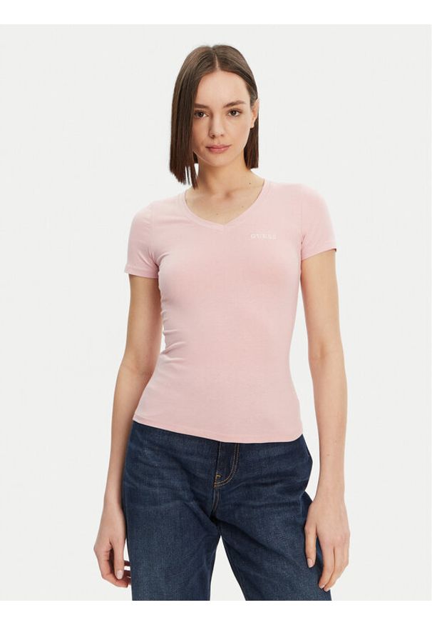 Guess T-Shirt O5RI02 KBBU1 Różowy Regular Fit. Kolor: różowy. Materiał: bawełna