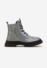 Born2be - Srebrne Metaliczne Botki Workery Silvarion. Kolor: srebrny