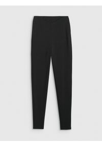 4f - 4F Legginsy dzianinowe damskie - czarne XL. Kolor: czarny. Materiał: dzianina