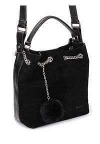 Kazar - Czarna torebka damska. Kolor: czarny. Wzór: gładki, aplikacja. Materiał: zamszowe, skórzane. Styl: elegancki #6