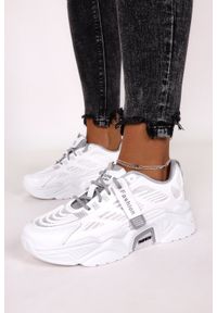 Casu - Białe sneakersy na platformie buty sportowe sznurowane casu 21f1/wgy. Kolor: szary, biały, wielokolorowy. Obcas: na platformie #2