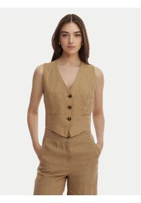 Marella Kamizelka garniturowa Veranda 2615151032 Beżowy Regular Fit. Kolor: beżowy. Materiał: len #1