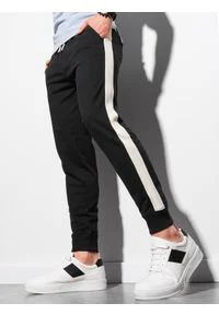Ombre Clothing - Spodnie męskie dresowe joggery P951 - czarne - XXL. Kolor: czarny. Materiał: dresówka