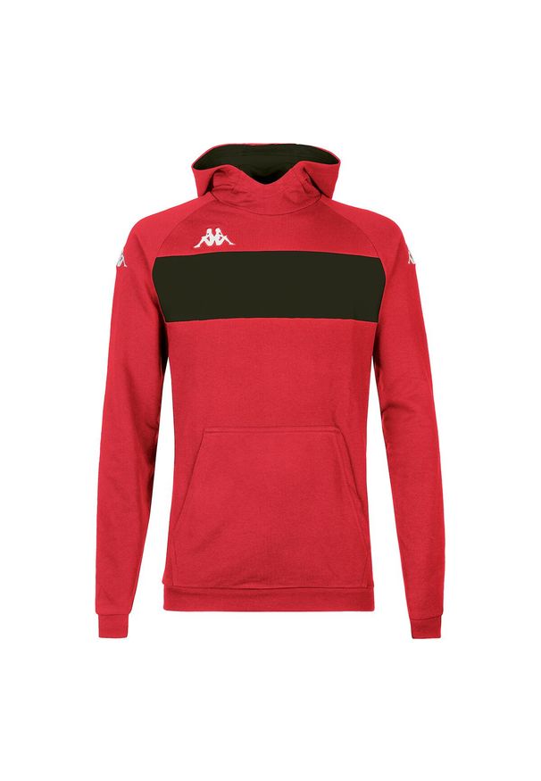Bluza z kapturem dla dzieci Kappa Daccio. Typ kołnierza: kaptur. Kolor: czerwony, wielokolorowy, czarny. Materiał: poliester, bawełna. Długość rękawa: długi rękaw. Długość: długie. Sport: joga i pilates
