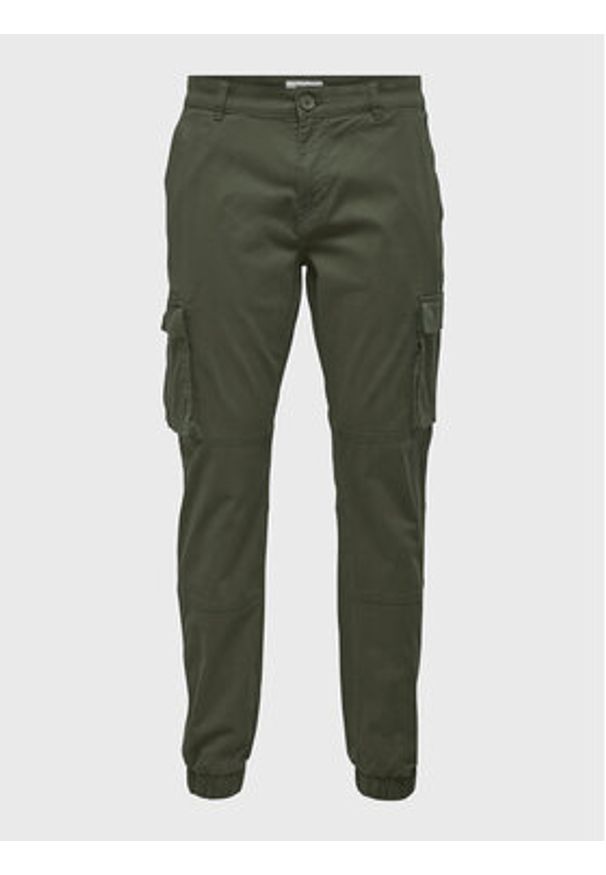 Only & Sons Spodnie materiałowe 22016687 Zielony Tapered Fit. Kolor: zielony. Materiał: bawełna