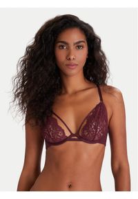 Hunkemöller Biustonosz z fiszbiną 302379 Bordowy. Kolor: czerwony. Materiał: syntetyk #1