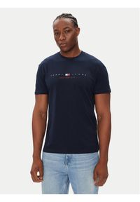 Tommy Jeans T-Shirt Flag Linear DM0DM21911 Granatowy Regular Fit. Kolor: niebieski. Materiał: bawełna
