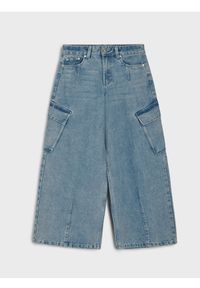 Sinsay - Jeansy wide leg oversize z efektem sprania - niebieski. Kolor: niebieski #1