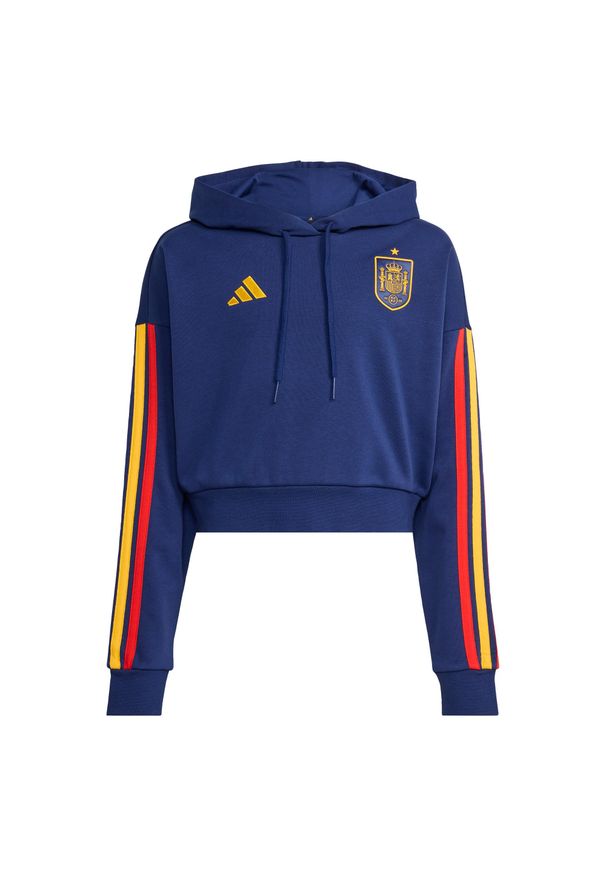Adidas - Bluza z kapturem Spain DNA. Typ kołnierza: kaptur. Kolor: niebieski. Materiał: materiał. Sport: piłka nożna