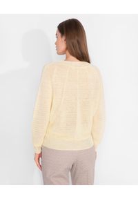 CAPPELLINI - Żółty sweter z lnu. Okazja: do pracy, na co dzień. Kolor: żółty. Materiał: len. Długość rękawa: długi rękaw. Długość: długie. Styl: casual