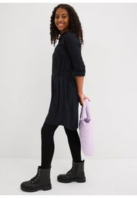 bonprix - Sukienka szmizjerka z lejącej wiskozy. Kolor: czarny. Materiał: wiskoza. Długość rękawa: długi rękaw. Typ sukienki: szmizjerki #2