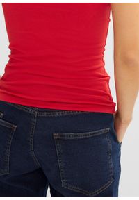 bonprix - Shirt z plisą guzikową, z bawełny organicznej. Typ kołnierza: dekolt w serek. Kolor: czerwony. Materiał: bawełna #3