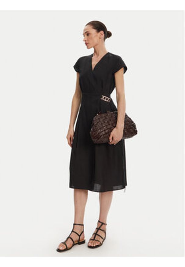 TwinSet - TWINSET Sukienka letnia 251TT2072 Czarny Loose Fit. Kolor: czarny. Materiał: lyocell. Sezon: lato