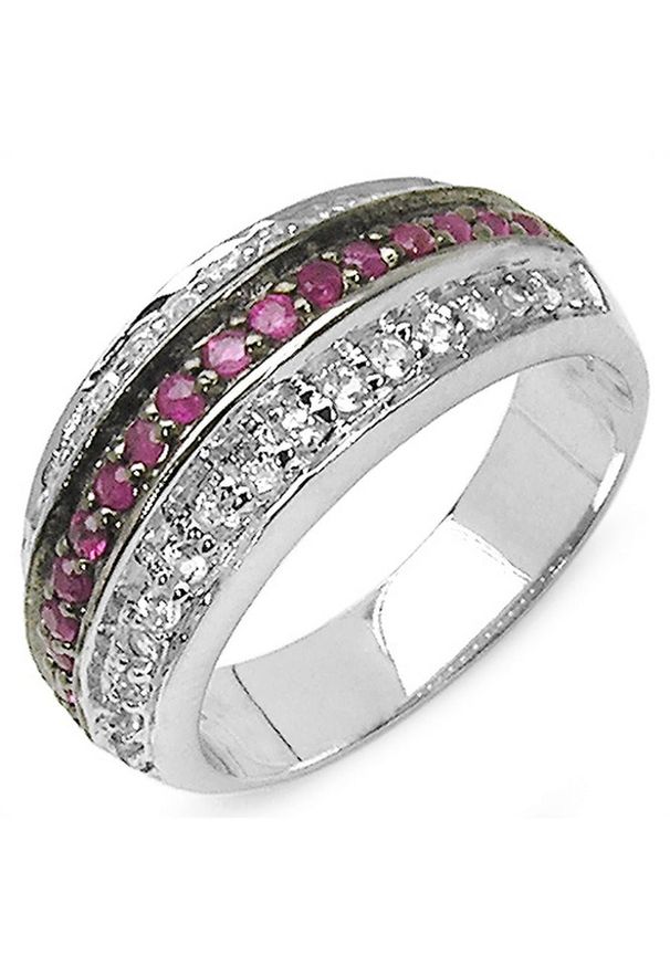 Braccatta - ROBIN Srebrny pierścionek obrączka rubiny szeroka. Materiał: srebrne. Kolor: srebrny. Kamień szlachetny: rubin
