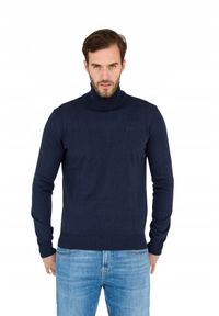 La Martina - LA MARTINA Granatowy sweter męski z golfem, Rozmiar M. Typ kołnierza: golf. Kolor: niebieski. Materiał: akryl #6