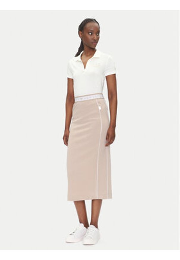EA7 Emporio Armani Spódnica midi 7W000279 AF12501 U6155 Beżowy Regular Fit. Kolor: beżowy. Materiał: syntetyk