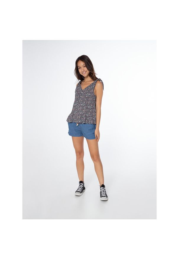 Koszulka damska Protest PRTTAVILO spaghetti top. Kolor: czarny, wielokolorowy. Sezon: lato. Sport: turystyka piesza