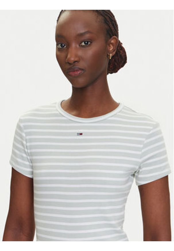 Tommy Jeans T-Shirt Essential DW0DW17383 Zielony Slim Fit. Kolor: zielony. Materiał: bawełna