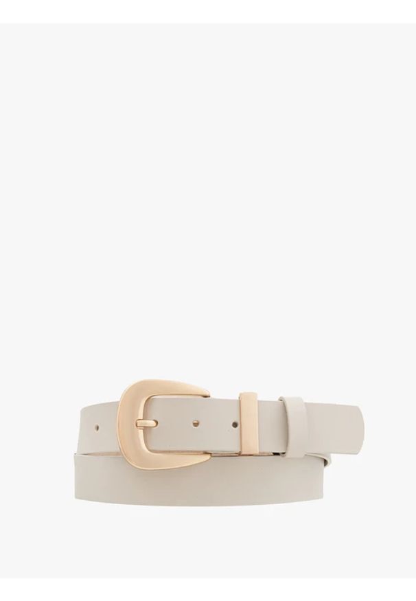 Ryłko - Kremowy pasek damski. Kolor: beżowy. Materiał: skóra