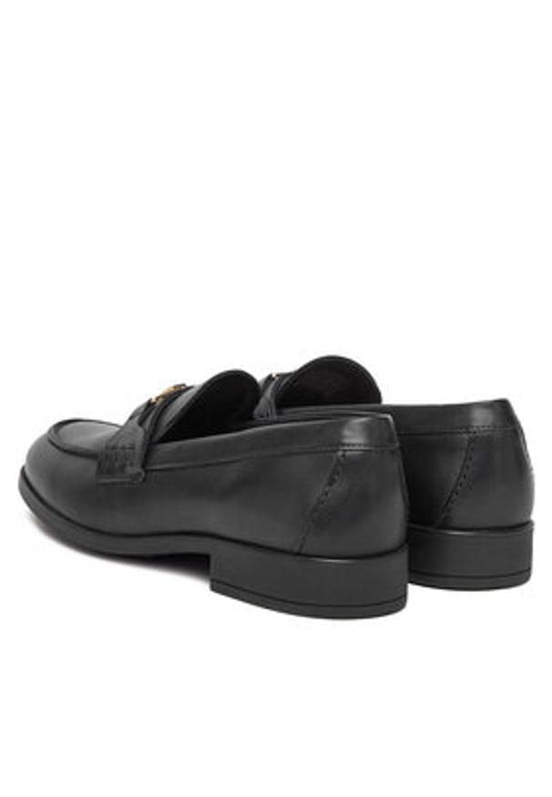 TOMMY HILFIGER - Tommy Hilfiger Loafersy Th Logo Leather Loafer FW0FW08705 Czarny. Kolor: czarny. Materiał: skóra