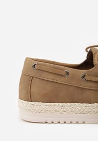 Born2be - Ciemnobeżowe Półbuty Ozdobione Plecionką i Wiązaniem Ariemare. Okazja: na co dzień. Kolor: beżowy. Materiał: jeans. Wzór: aplikacja. Styl: klasyczny, casual, elegancki #5