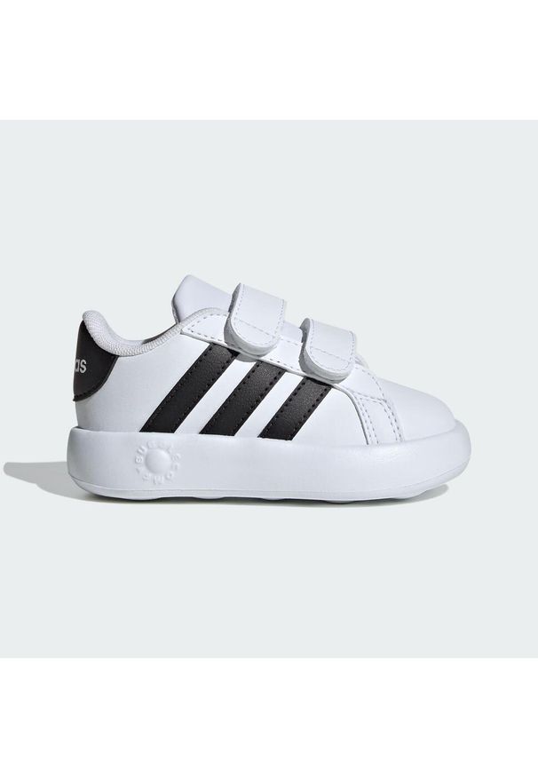 Adidas - Buty Grand Court 2.0 Kids. Kolor: biały, wielokolorowy, czarny. Materiał: materiał