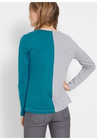 Shirt dziewczęcy z długim rękawem i obracanymi cekinami bonprix morski turkusowy - jasnoszary melanż - srebrny. Kolor: niebieski. Długość rękawa: długi rękaw. Długość: długie. Wzór: melanż #3