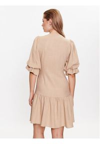 YAS Sukienka 26029985 Brązowy Regular Fit. Kolor: brązowy. Materiał: len #4