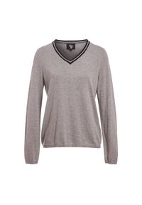 GAZE - Sweter damski Gaze Janama. Typ kołnierza: dekolt w kształcie V. Kolor: szary. Materiał: dzianina, polar. Sezon: zima #1