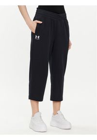 Under Armour Spodnie dresowe Ua Rival Terry Crop Wide Leg 1382737-001 Czarny Loose Fit. Kolor: czarny. Materiał: bawełna