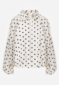 Born2be - Jasnobeżowa Bluza w Groszki z Wiskozą o Nietoperzowym Kroju z Kołnierzykiem Rayo. Okazja: na co dzień, do pracy. Kolor: beżowy. Materiał: wiskoza. Wzór: grochy. Styl: casual, elegancki, retro #8