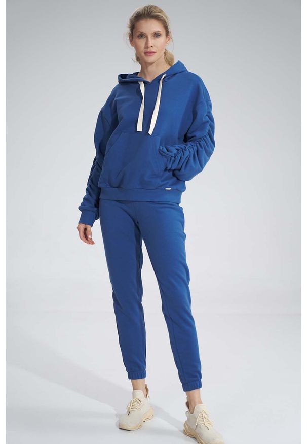 Figl - Klasyczne Dresowe Spodnie bez Kieszeni - Niebieskie. Kolor: niebieski. Materiał: dresówka