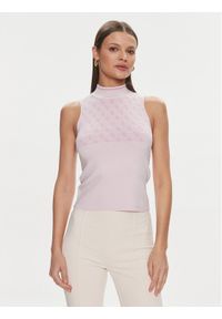 Guess Sweter Lise W3YR26 Z37K0 Różowy Slim Fit. Kolor: różowy. Materiał: syntetyk