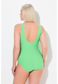 ULLA POPKEN - Damski Strój kąpielowy lamówki bez miękkich miseczek pas pod biustem. Kolekcja: plus size. Kolor: zielony. Materiał: elastan, poliamid, materiał