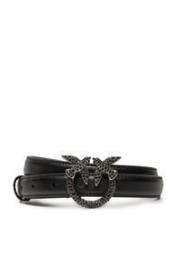 Pinko - PINKO Pasek Damski Love Berry H2 Belt AI 24-25 PLT01 100143 A2A9 Czarny. Kolor: czarny. Materiał: skóra