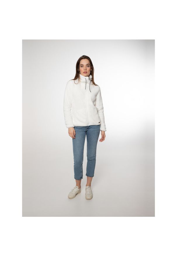 Bluza polarowa rozpinana damska Protest RIRI. Kolor: biały. Materiał: polar. Sport: turystyka piesza