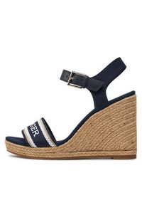 TOMMY HILFIGER - Tommy Hilfiger Espadryle Mono Webbing High Wedge Sandal FW0FW08046 Granatowy. Kolor: niebieski. Materiał: materiał #3