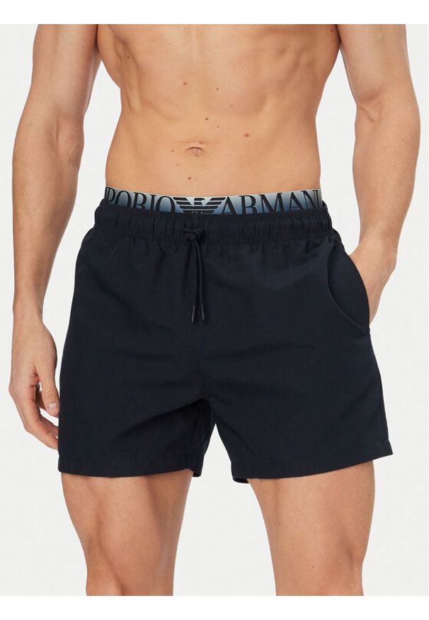 Emporio Armani Szorty sportowe EM000686 AF20432 UB102 Granatowy Regular Fit. Kolor: niebieski. Materiał: syntetyk. Styl: sportowy
