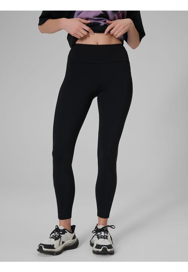 4f - 4F Legginsy dzianinowe damskie - czarne XXL. Okazja: na co dzień. Kolor: czarny. Materiał: dzianina. Wzór: gładki. Styl: casual