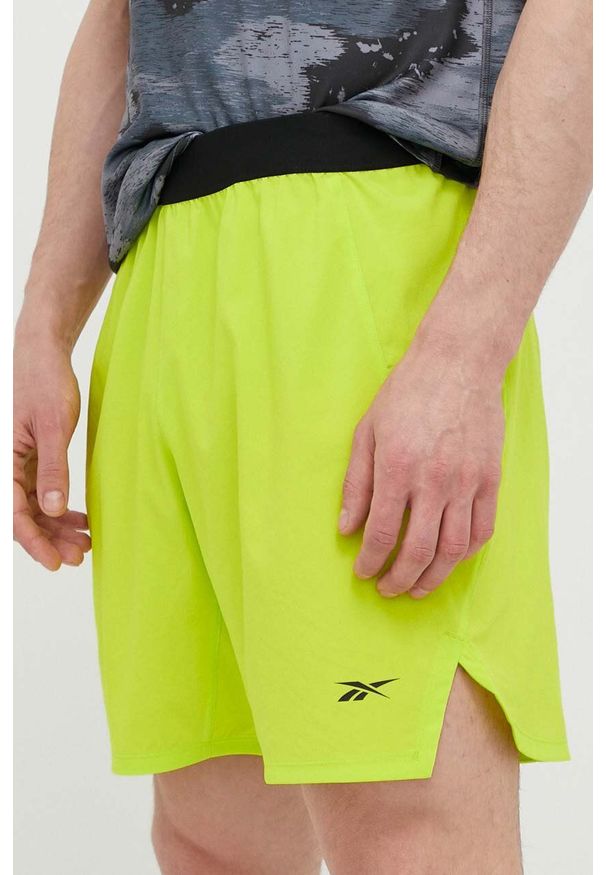 Reebok szorty treningowe Speed 3.0 kolor żółty. Kolor: żółty. Materiał: poliester, skóra, materiał