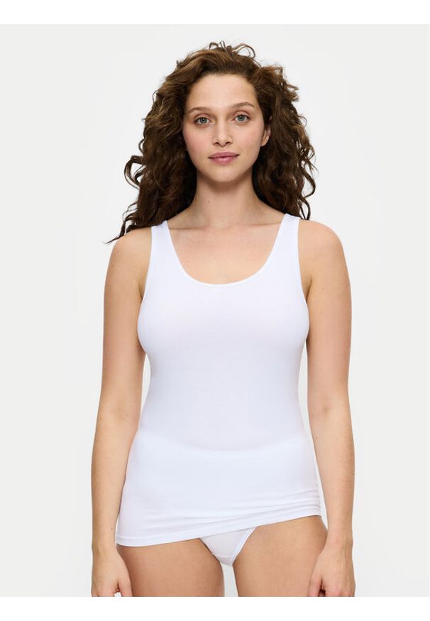 Triumph Top Sense Of Cotton 10224974 Biały Slim Fit. Kolor: biały. Materiał: bawełna